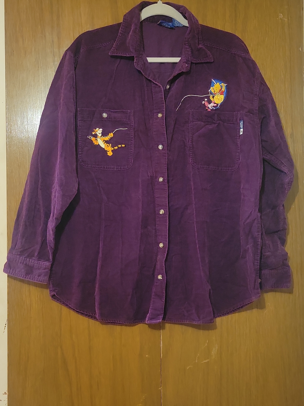 Vtg Disney Womens Corduroy Shirt with Embroidered Characters